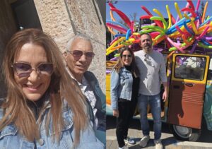 מימין: אפרת צוקרמן ומשה פוני -מנהל האירוע מטעם החברה העירוני, משמאל- אפרת צוקרמן ושוקי קרומר